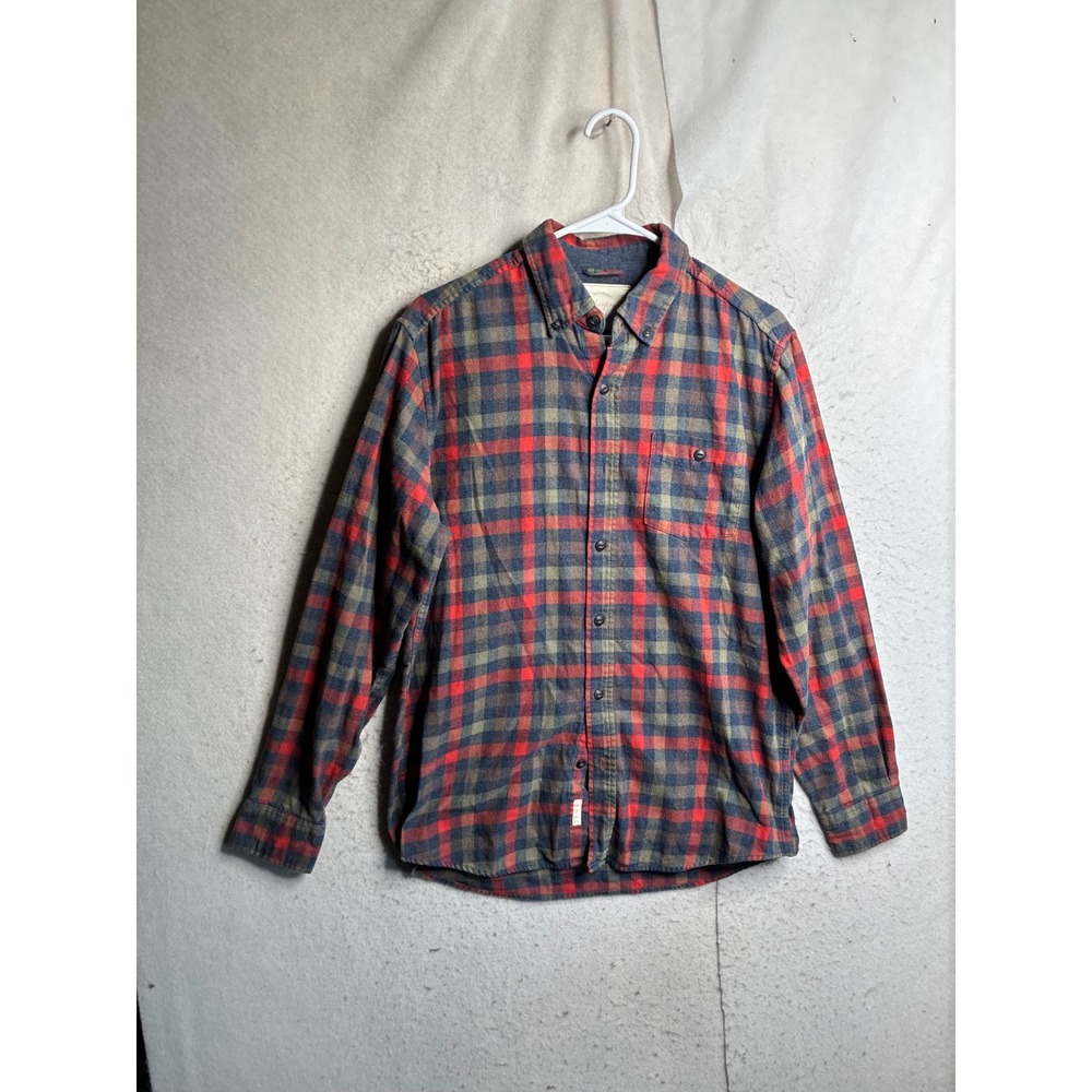 Weatherproof Vintage Mens Plaid Flannel Button Down Shirt Red Blue Green Medium
